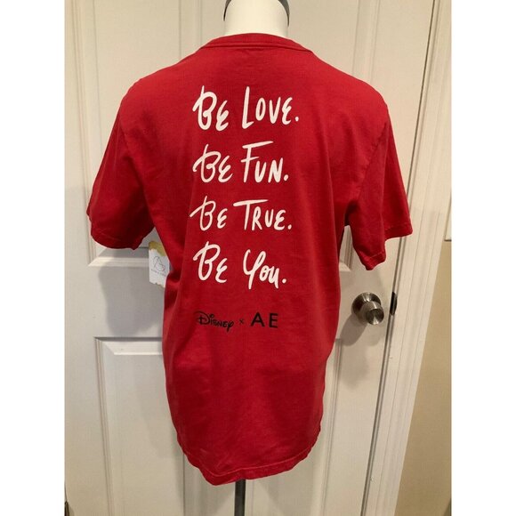 Disney x AE Red Mickey Mouse Disney Fireworks Crew Nech T-Shirt, Size Small - Picture 5 of 7